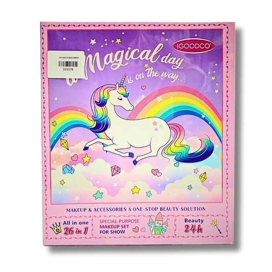 GOODCO Magical Unicorn Makeup Set - 26-in-1 Kids Beauty & Accessory Kit