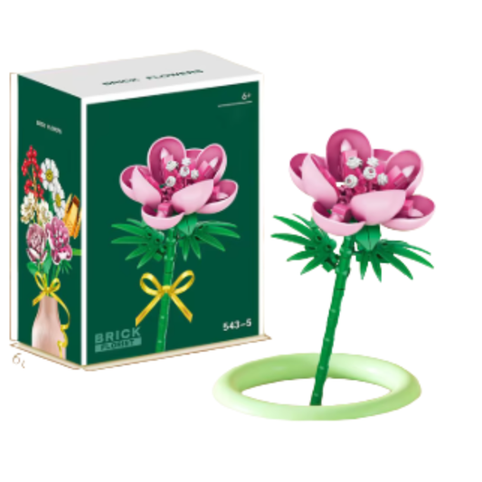 Artificial Pink Lotus Building Blocks – Brick Florist Series 543-5 Decorative Floral Set