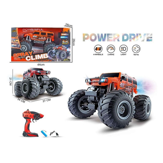 RC 4x4 Monster Truck 1:10 Scale - Spray, Climb, LED Light Off-Road