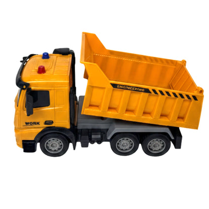 Remote Control Construction Dump Truck Toy – 6-Wheel RC Tipper Truck with Lights & Sounds – Full Functional Construction Vehicle for Kids