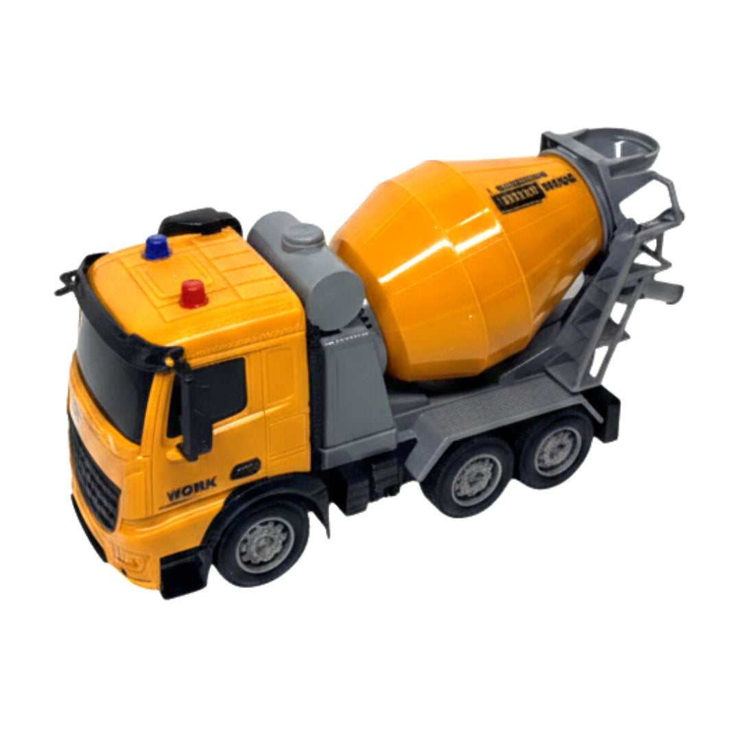 6-Channel Remote Control Cement Mixer Truck - 1:24 Scale Construction Vehicle with Rotating Drum, Lights, and Sound