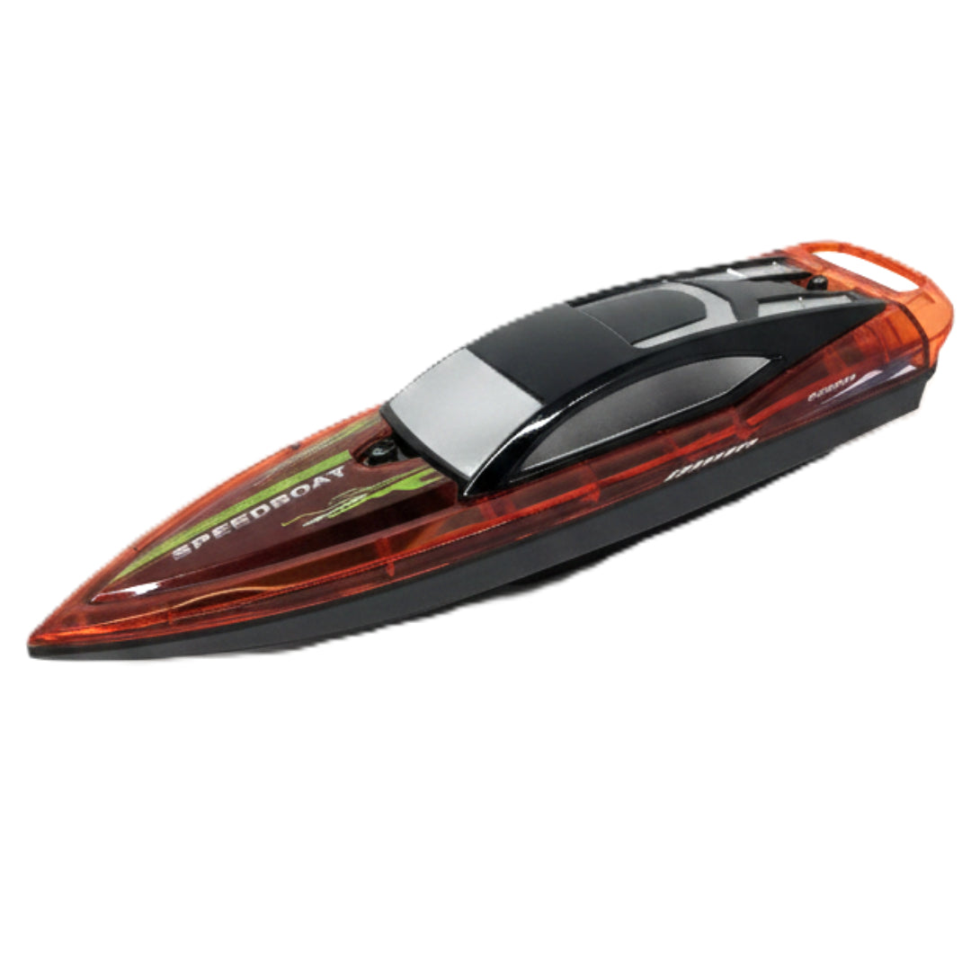 High-Speed Remote Control Racing Boat for Kids & Adults - 2.4GHz Waterproof RC Speedboat with LED Lights - Orange/Black
