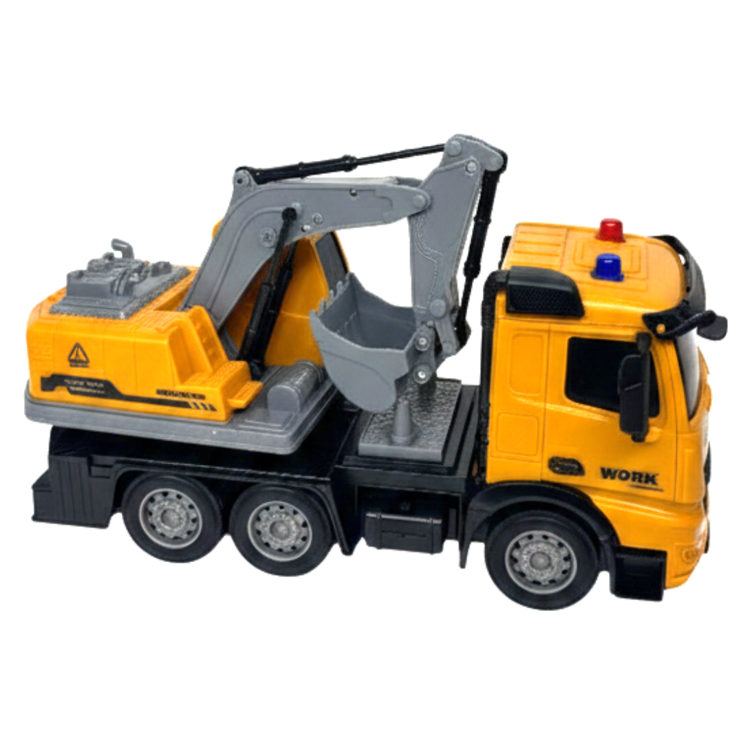 Remote Control Excavator Truck Toy - 1:24 Scale RC Construction Vehicle with Lights & Sound - Electric Digging Toy for Kids