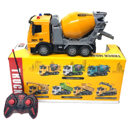 6-Channel Remote Control Cement Mixer Truck - 1:24 Scale Construction Vehicle with Rotating Drum, Lights, and Sound