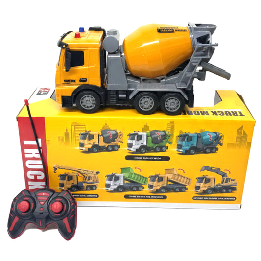 6-Channel Remote Control Cement Mixer Truck - 1:24 Scale Construction Vehicle with Rotating Drum, Lights, and Sound