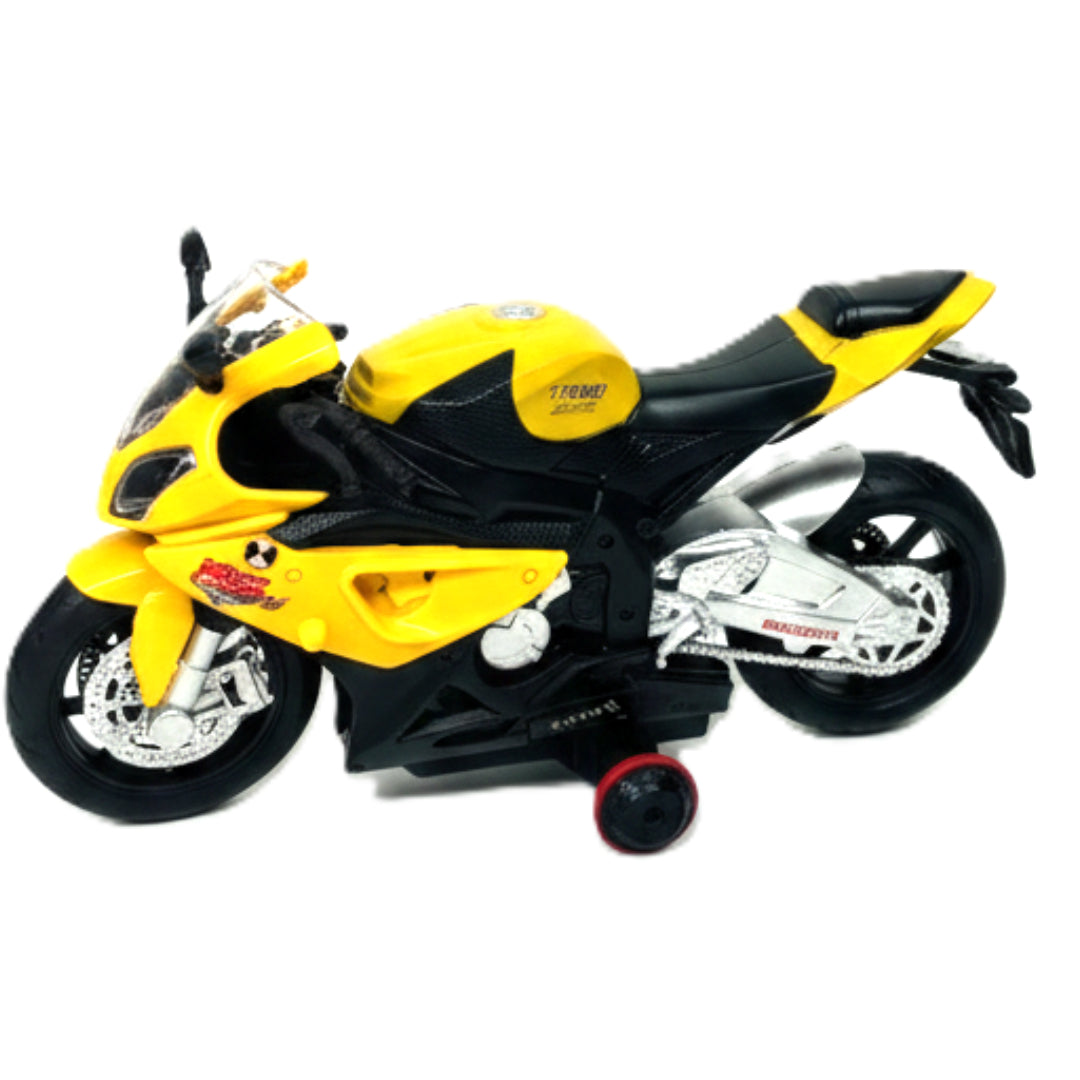 1:12 Scale Remote Control Racing Motorcycle – High-Speed RC Motorbike with LED Lights, 2.4GHz Radio Control, and Stunt Balance Wheels – Yellow Sports Bike Toy for Kids and Teens