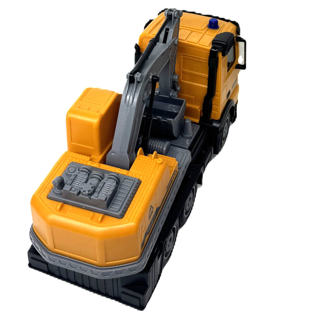 Remote Control Excavator Truck Toy - 1:24 Scale RC Construction Vehicle with Lights & Sound - Electric Digging Toy for Kids
