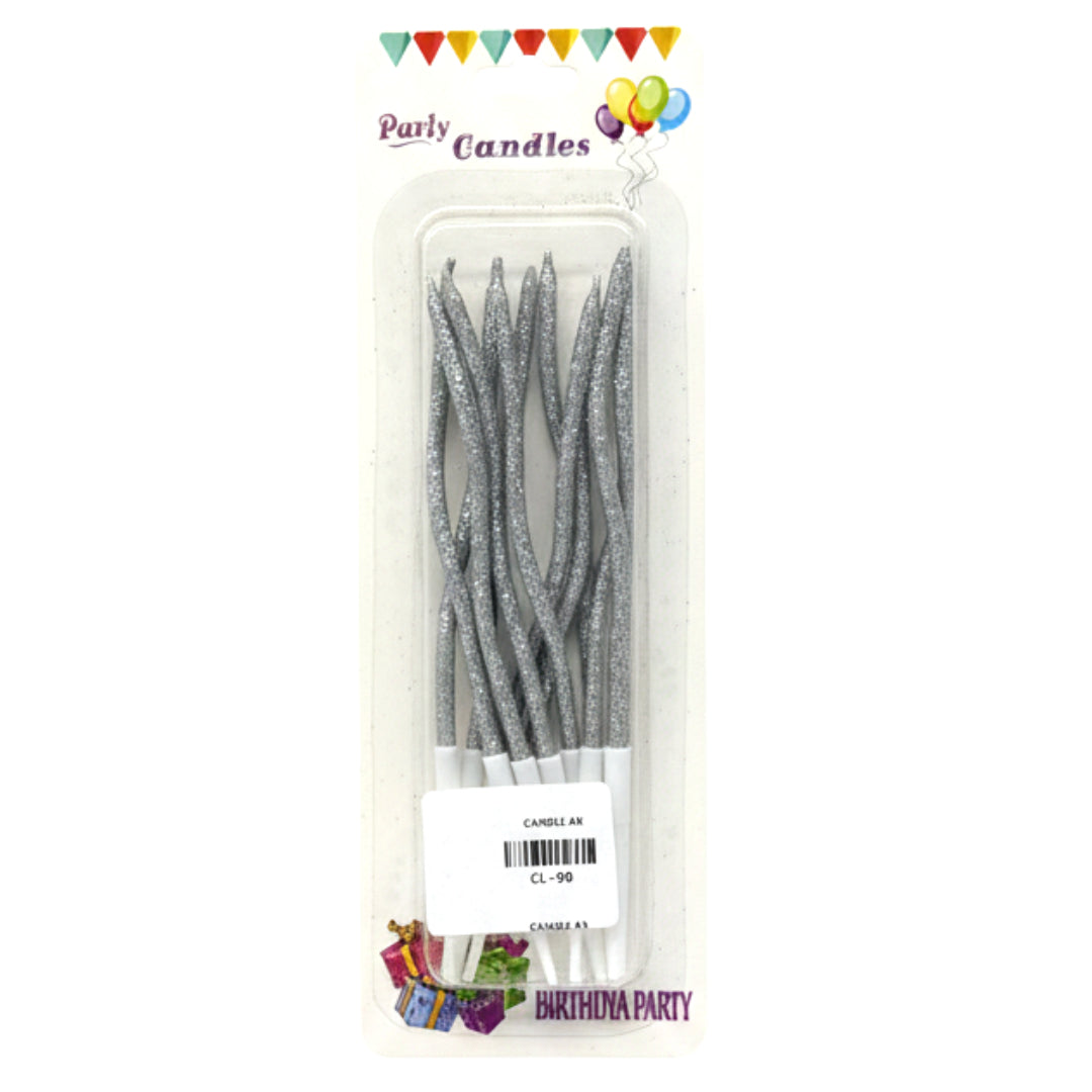 12-Pack Spiral Birthday Candles - Long Metallic Wavy Cake Candles for Parties, Anniversaries & Weddings