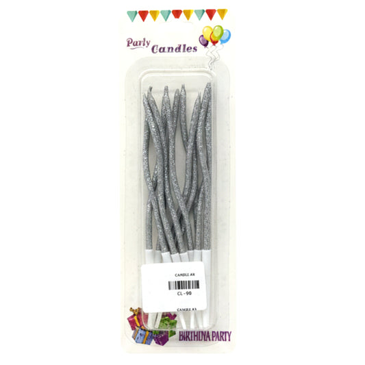 12-Pack Spiral Birthday Candles - Long Metallic Wavy Cake Candles for Parties, Anniversaries & Weddings