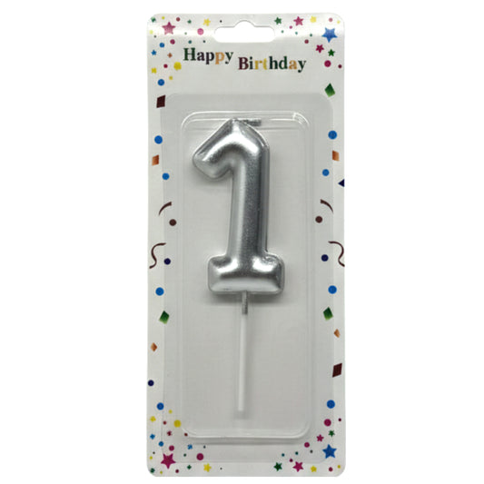 Metallic Number 1 Birthday Candle - Elegant Gold & Silver Cake Topper for First Anniversaries and Birthdays