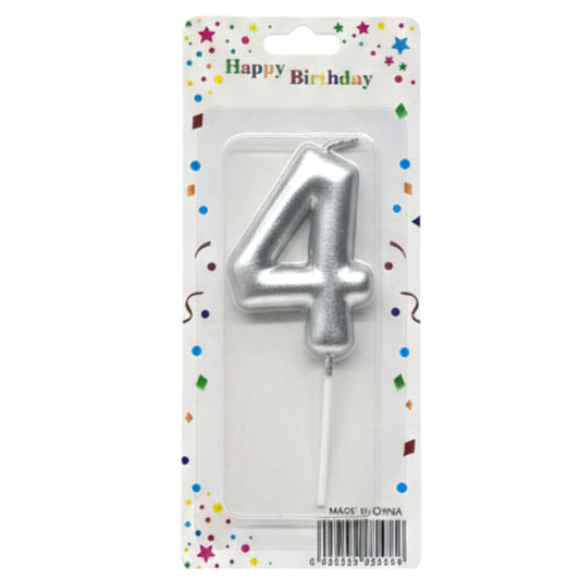 Premium Metallic Number 4 Birthday Cake Candle – Gold & Silver Milestone Decor