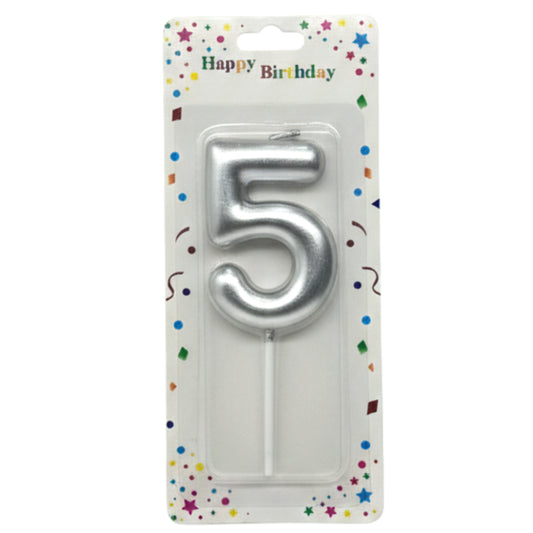 Elegant Metallic Number 5 Birthday Candle - Gold & Silver Cake Topper for Anniversaries and Celebrations