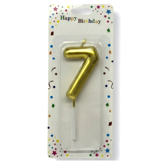 Metallic Number 7 Birthday Candle – Gold & Silver Elegant Cake Topper for Anniversaries and Celebrations