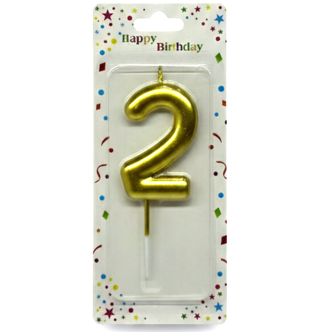Silver Metallic Number 2 Birthday Candle - Elegant Cake Topper for Celebrations