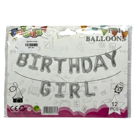 12-Piece "Birthday Girl" & "Birthday Boy" Foil Balloon Banner Set – 16" Letter Balloons for Birthday Party Decorations (Silver & Blue)
