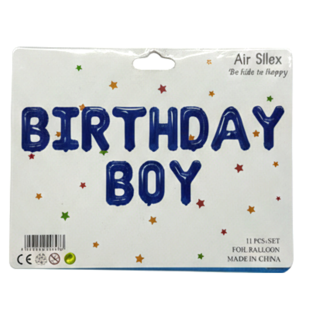 12-Piece "Birthday Girl" & "Birthday Boy" Foil Balloon Banner Set – 16" Letter Balloons for Birthday Party Decorations (Silver & Blue)