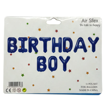 12-Piece "Birthday Girl" & "Birthday Boy" Foil Balloon Banner Set – 16" Letter Balloons for Birthday Party Decorations (Silver & Blue)