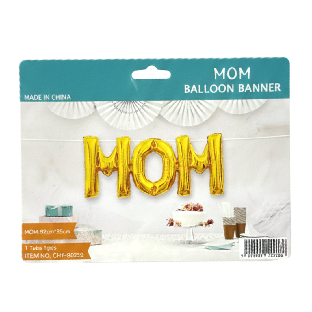 MOM & DAD Letter Balloon Banner Set - Gold & Blue Foil Balloons for Mother’s Day, Father’s Day, Birthdays, and Parents' Anniversary Party Decorations