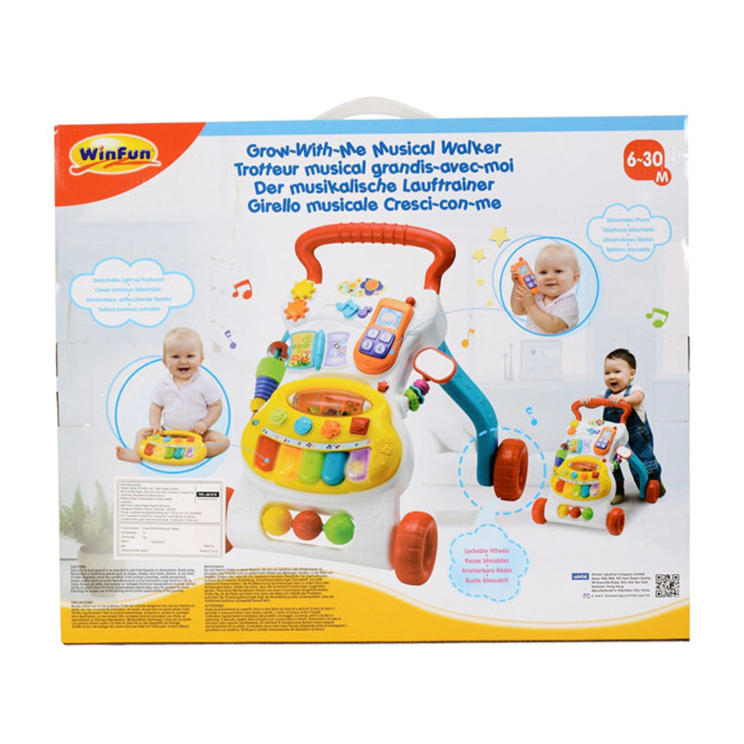 WinFun Grow-With-Me Musical Walker – 2-in-1 Baby Sit-to-Stand Learning Center