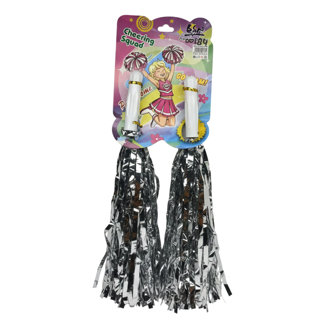Metallic Cheerleading Pom Poms - Set of 2 Professional Cheering Squad Accessories