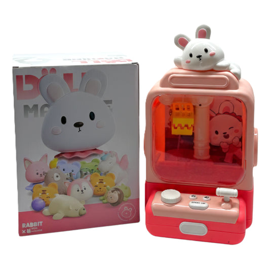 Mini Rabbit Claw Machine for Kids - Portable Electronic Candy & Doll Grabber Arcade Game with Sound and Lights - Pink Bunny Edition
