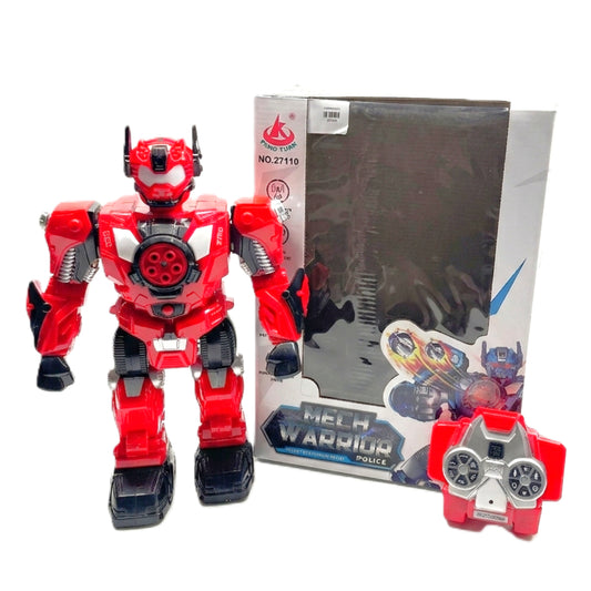 Mech Warrior Remote Control Robot for Kids – Interactive Walking & Shooting RC Toy with Lights & Sound – Red Battle Droid