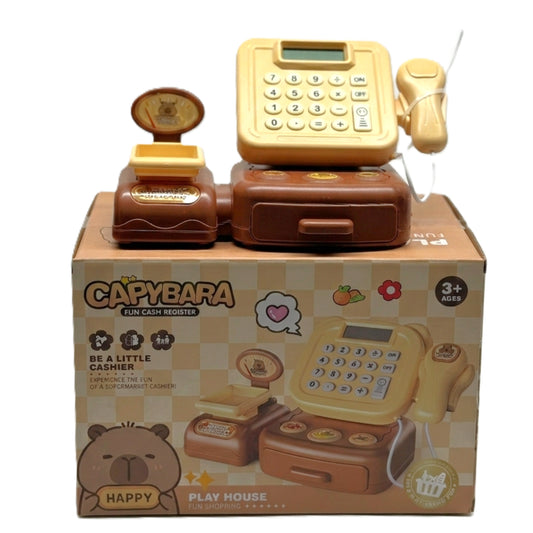 Capybara Fun Cash Register Toy Set – Interactive Pretend Play Grocery Checkout with Scanner, Scale, and Sound Effects – Educational STEM Toy