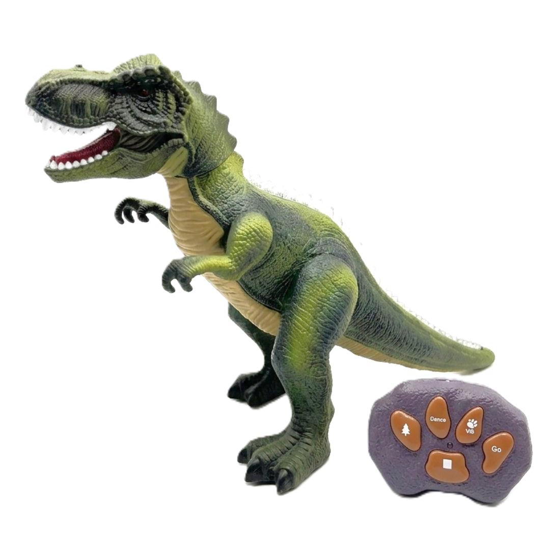 RC Walking T-Rex Dinosaur Toy with Realistic Roar, LED Lights, and Paw-Shaped Remote Control