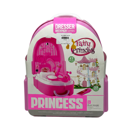 Fairy Princess 2-in-1 Dresser Backpack Play Set – 22-Piece Kids' Vanity & Makeup Accessories Kit with Portable Carrying Case