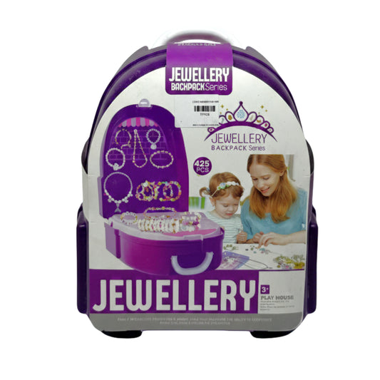 425-Piece DIY Jewelry Making Backpack Set for Girls – Portable Pretend Play Vanity & Bead Kit – Educational Arts and Crafts Travel Toy – Gift for Kids Ages 3+