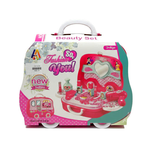 3-in-1 Princess Fashion Vanity Suitcase – Portable Beauty & Makeup Pretend Play Set for Kids (Ages 3+)