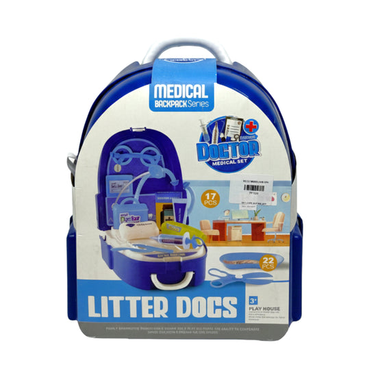 2-in-1 Kids’ Doctor Medical Backpack Playset – 17-Piece Pretend Play Surgeon Kit with Portable Carry Case & Accessories – Educational Roleplay Toy for Toddlers Ages 3+ (Blue)