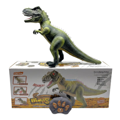 RC Walking T-Rex Dinosaur Toy with Realistic Roar, LED Lights, and Paw-Shaped Remote Control