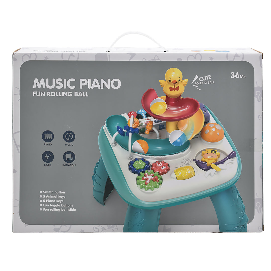 Interactive 2-in-1 Baby Activity Learning Table – Music Piano & Ball Drop Maze with Lights and Sounds