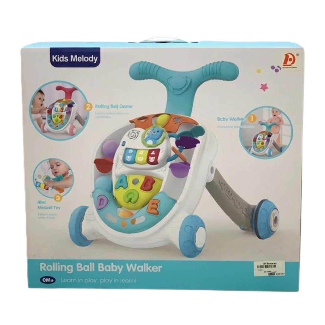 Kids Melody 3-in-1 Rolling Ball Baby Walker & Musical Activity Center - Sit-to-Stand Learning Toy with Lights & Sounds for Infants 6M+