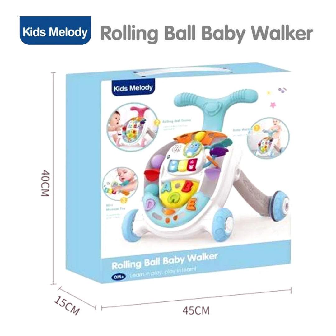 Kids Melody 3-in-1 Rolling Ball Baby Walker & Musical Activity Center - Sit-to-Stand Learning Toy with Lights & Sounds for Infants 6M+
