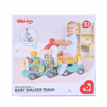 5-in-1 Multifunctional Baby Walker Train & Ride-On Toy with Interactive Activity Center, Music, Lights, and Detachable Learning Panel for Toddlers 6–36 Months