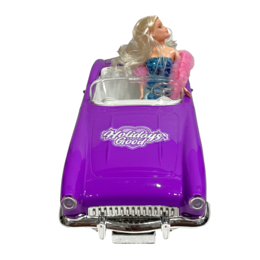 Royal Purple Retro R/C Convertible – Deluxe Remote Control Fashion Doll Car with Opening Trunk & Chrome Accents