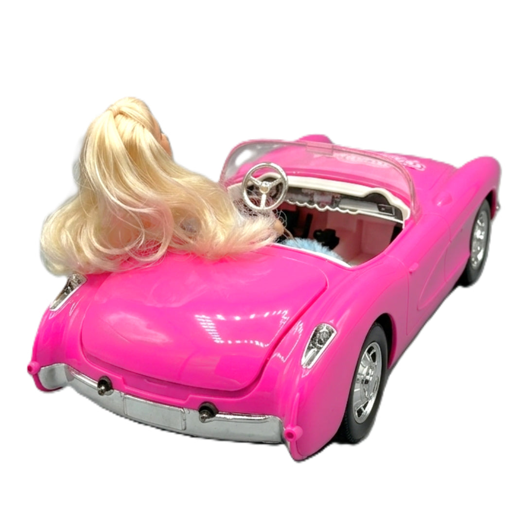 Pink Retro RC Convertible Toy Car for Dolls – Deluxe Remote Control Classic Roadster with Opening Trunk & Realistic Lights – 1:12 Scale Fashion Doll Vehicle
