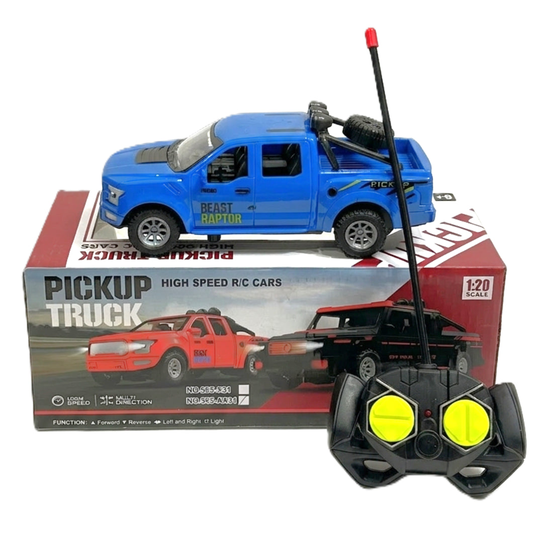 1:20 Scale High-Speed RC Pickup Truck - Beast Raptor Edition | Full-Function Remote Control Off-Road Toy Car with Working Lights - Blue
