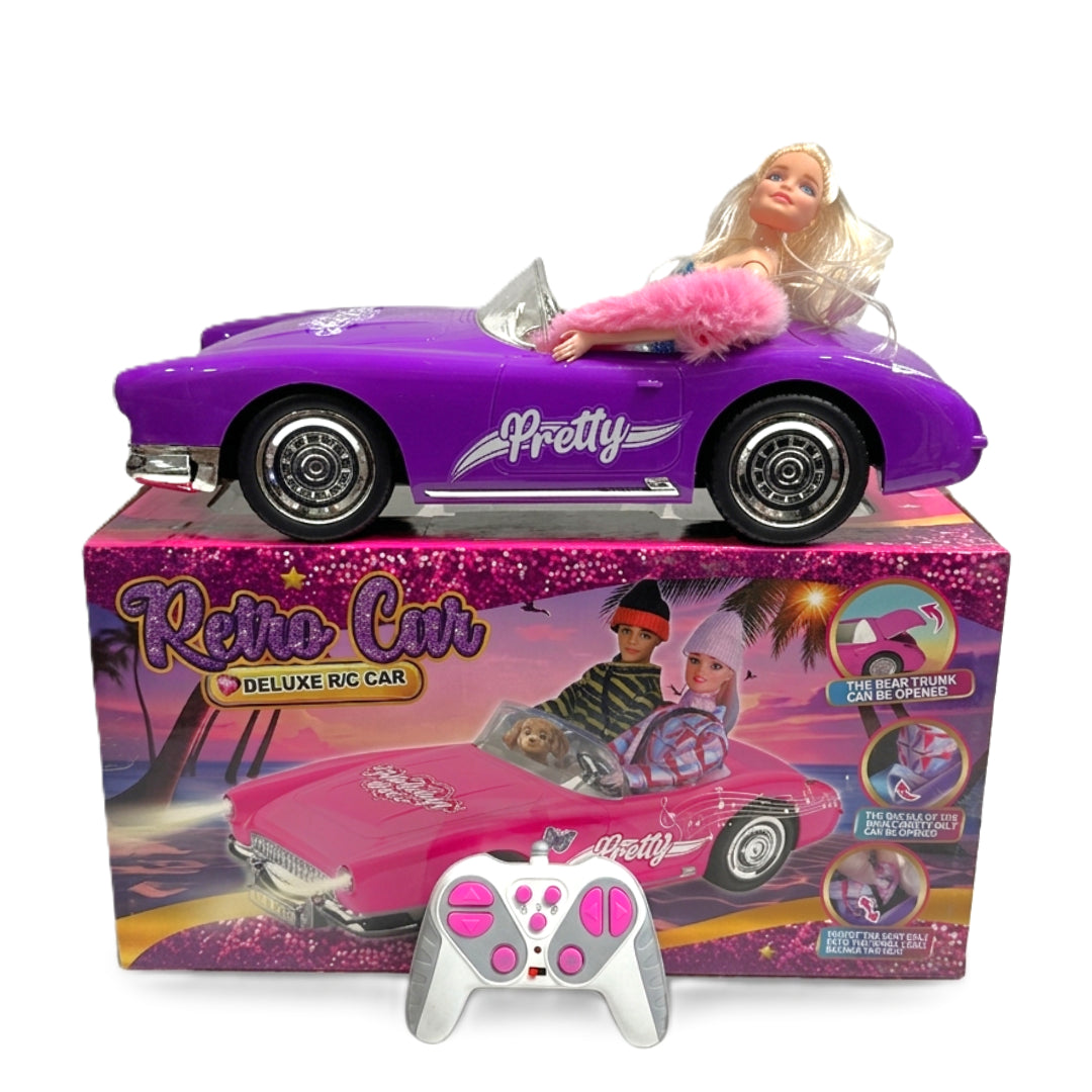 Royal Purple Retro R/C Convertible – Deluxe Remote Control Fashion Doll Car with Opening Trunk & Chrome Accents