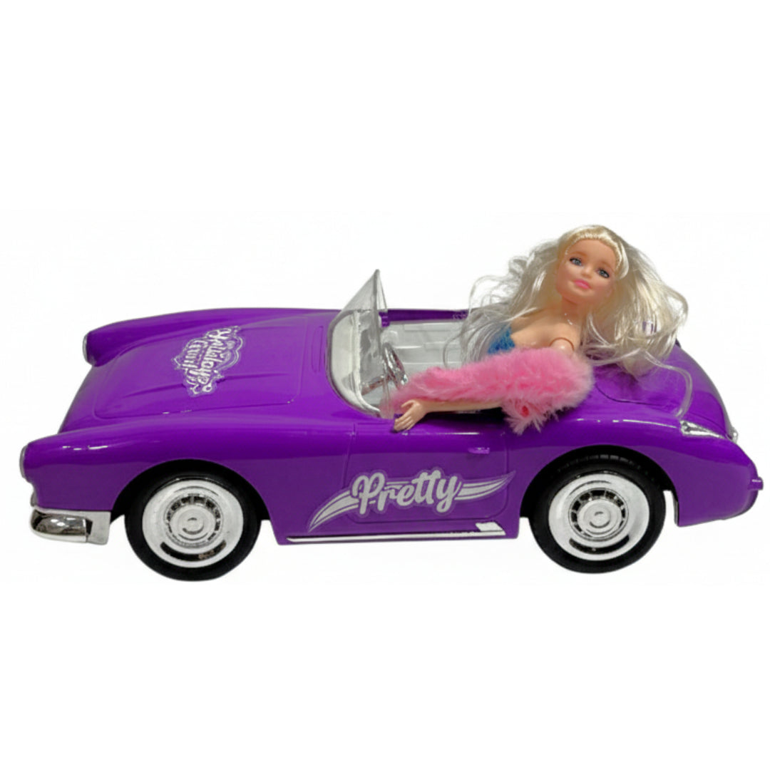 Royal Purple Retro R/C Convertible – Deluxe Remote Control Fashion Doll Car with Opening Trunk & Chrome Accents