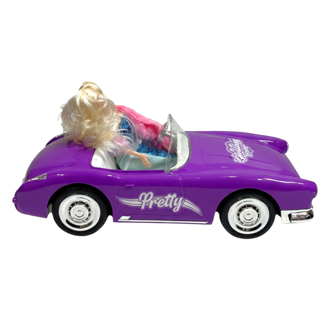 Royal Purple Retro R/C Convertible – Deluxe Remote Control Fashion Doll Car with Opening Trunk & Chrome Accents