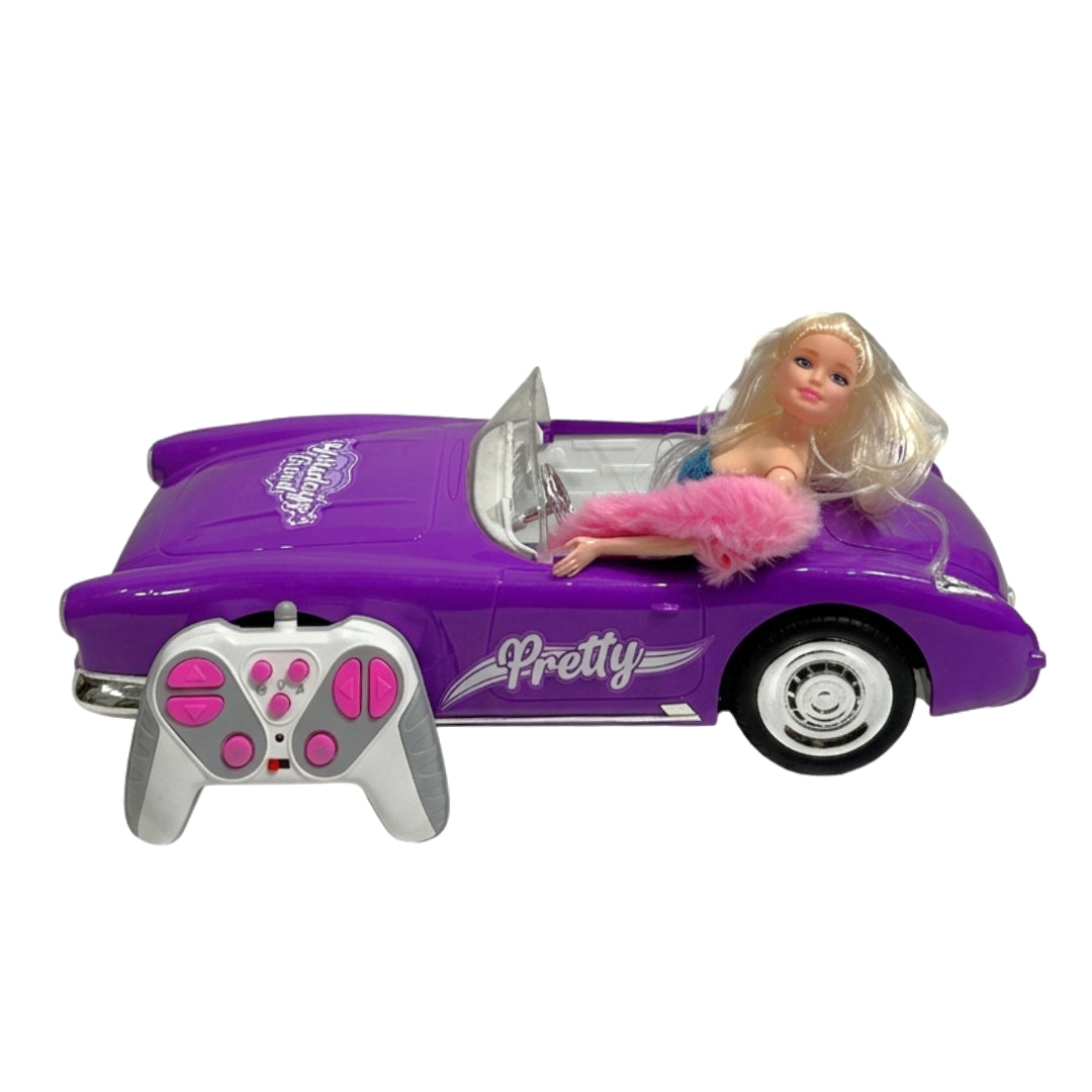 Royal Purple Retro R/C Convertible – Deluxe Remote Control Fashion Doll Car with Opening Trunk & Chrome Accents