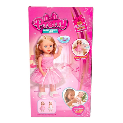 Vena Doll 14" Interactive Music & Walking Doll – Voice Controlled with Swinging Arms, Singing Features, and Blinkable Eyes – White Lace Tutu Outfit (Ages 3+)