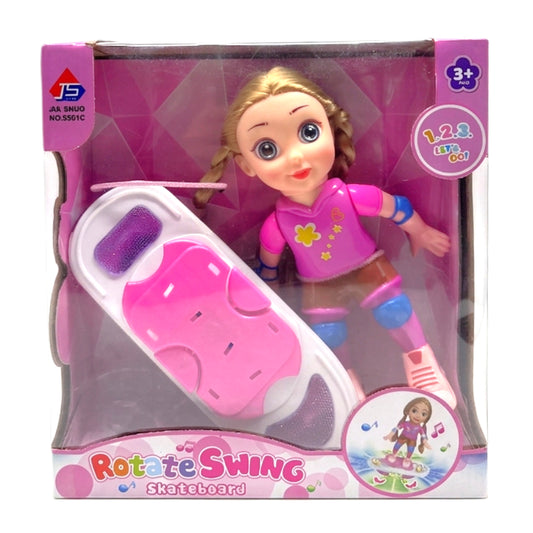 Rotate Swing Musical Skateboard Doll – 360° Rotating Electric Toy with Lights & Music for Girls Ages 3+