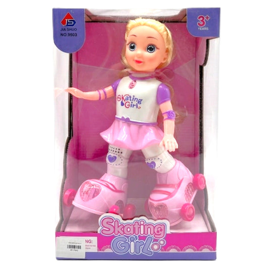 Skating Girl Battery Operated Musical Doll with Lights - Pink