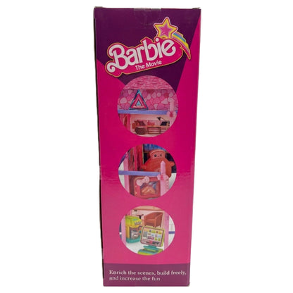 302-Piece Pink Dream Villa Building Set - DIY Dollhouse Playset with Miniature Figures & Accessories - Movie-Inspired Barbie Land Toy for Kids 3+