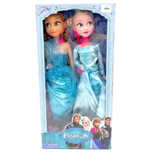 2-Piece Ice Princess Fashion Doll Set – Anna & Elsa Inspired 11-inch Dolls with Blue Sparkle Gowns and Accessories