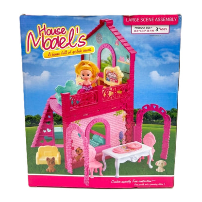 Large Princess Castle Dollhouse Playset - DIY 2-Story Pink Dream House with Furniture Accessories, Mini Doll, and Pet Figures - Educational Gift for Girls Ages 3+